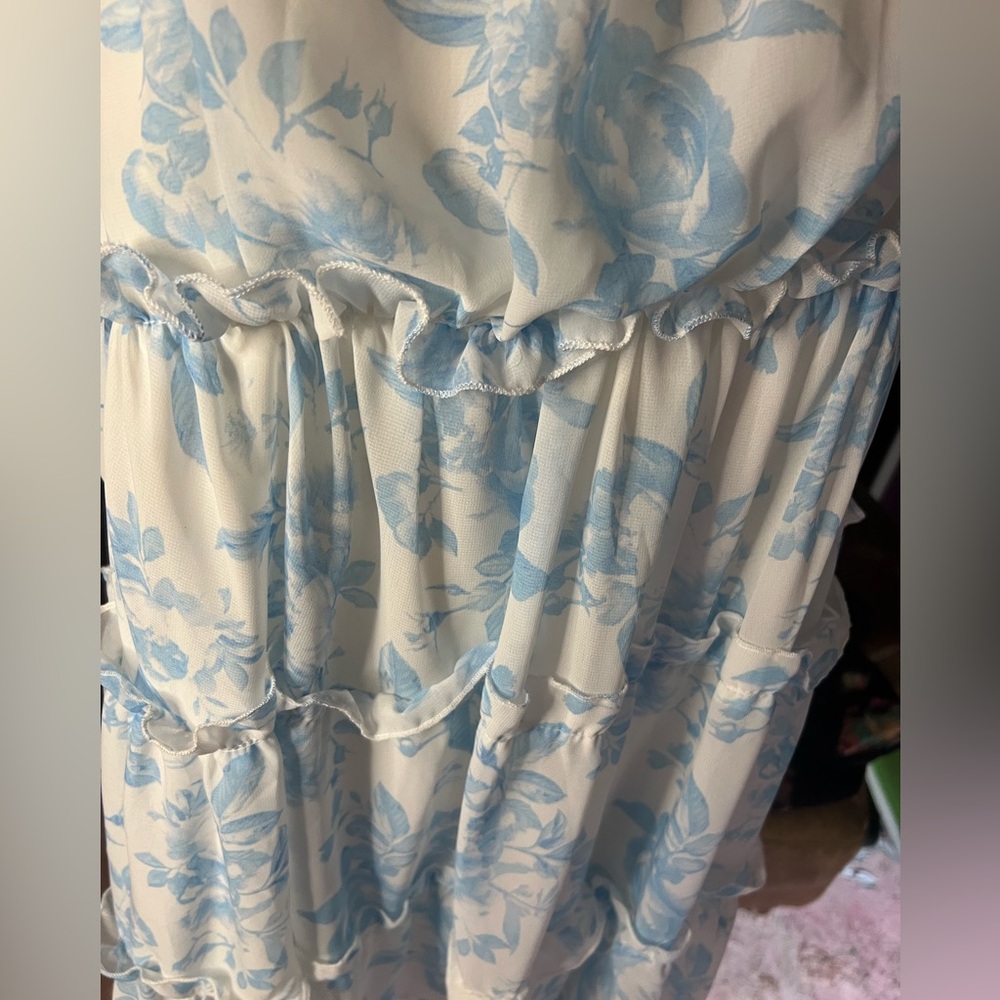 Light Blue Floral Tiered Sundress - Women - Picture 3 of 7